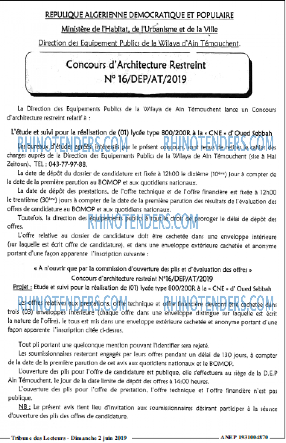 TRIBUNE DES LECTEURS
