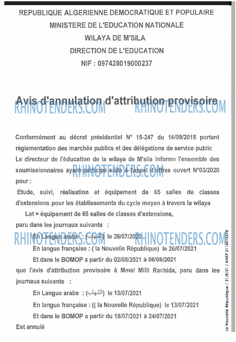 NOUVELLE REPUBLIQUE