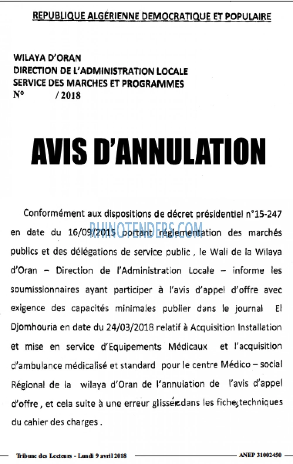 TRIBUNE DES LECTEURS