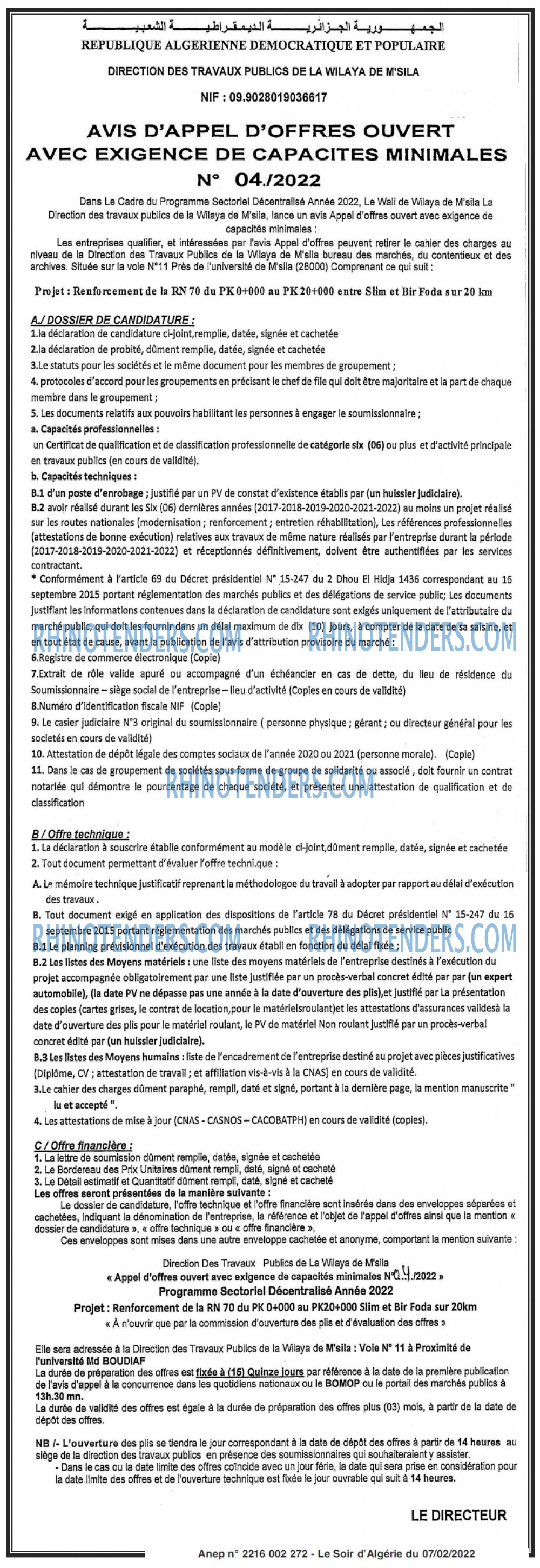 LE SOIR D'ALGERIE