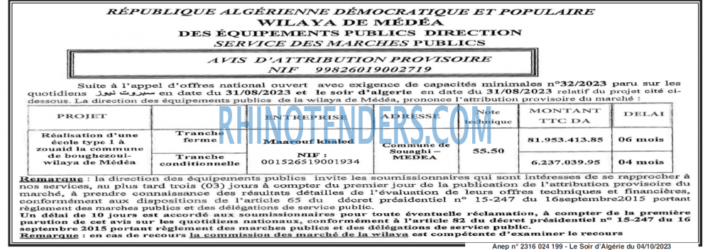 LE SOIR D'ALGERIE