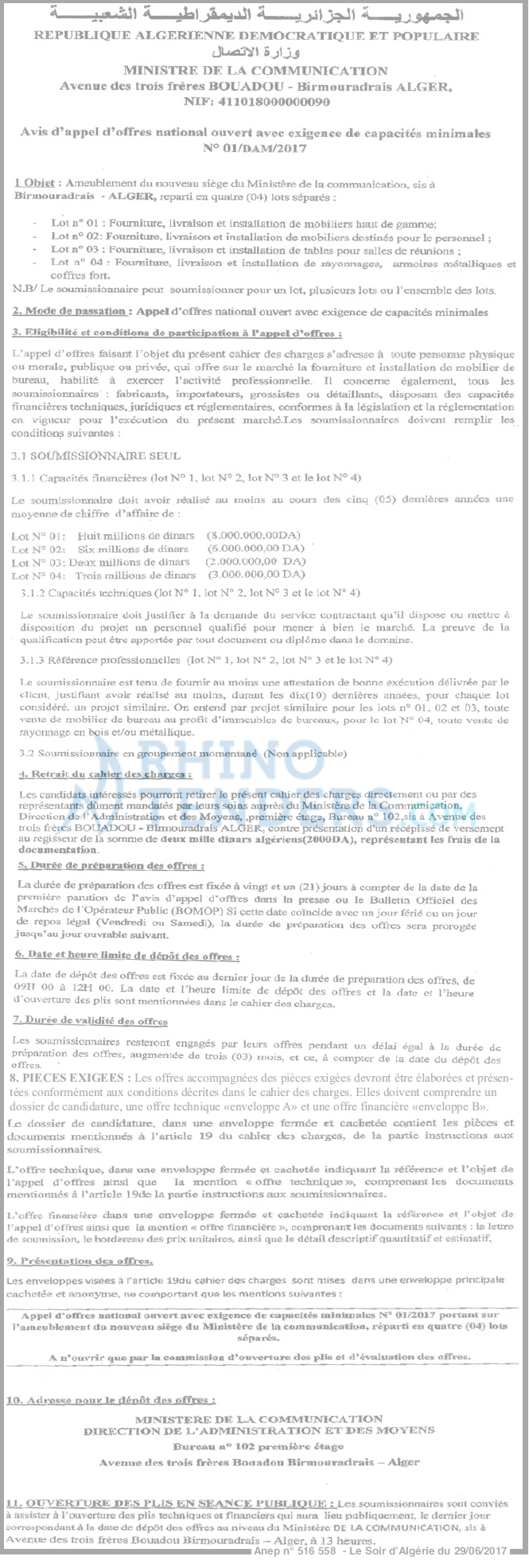 LE SOIR D'ALGERIE
