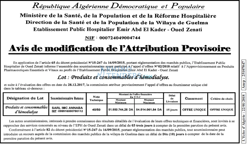 L'ECHO D'ALGERIE