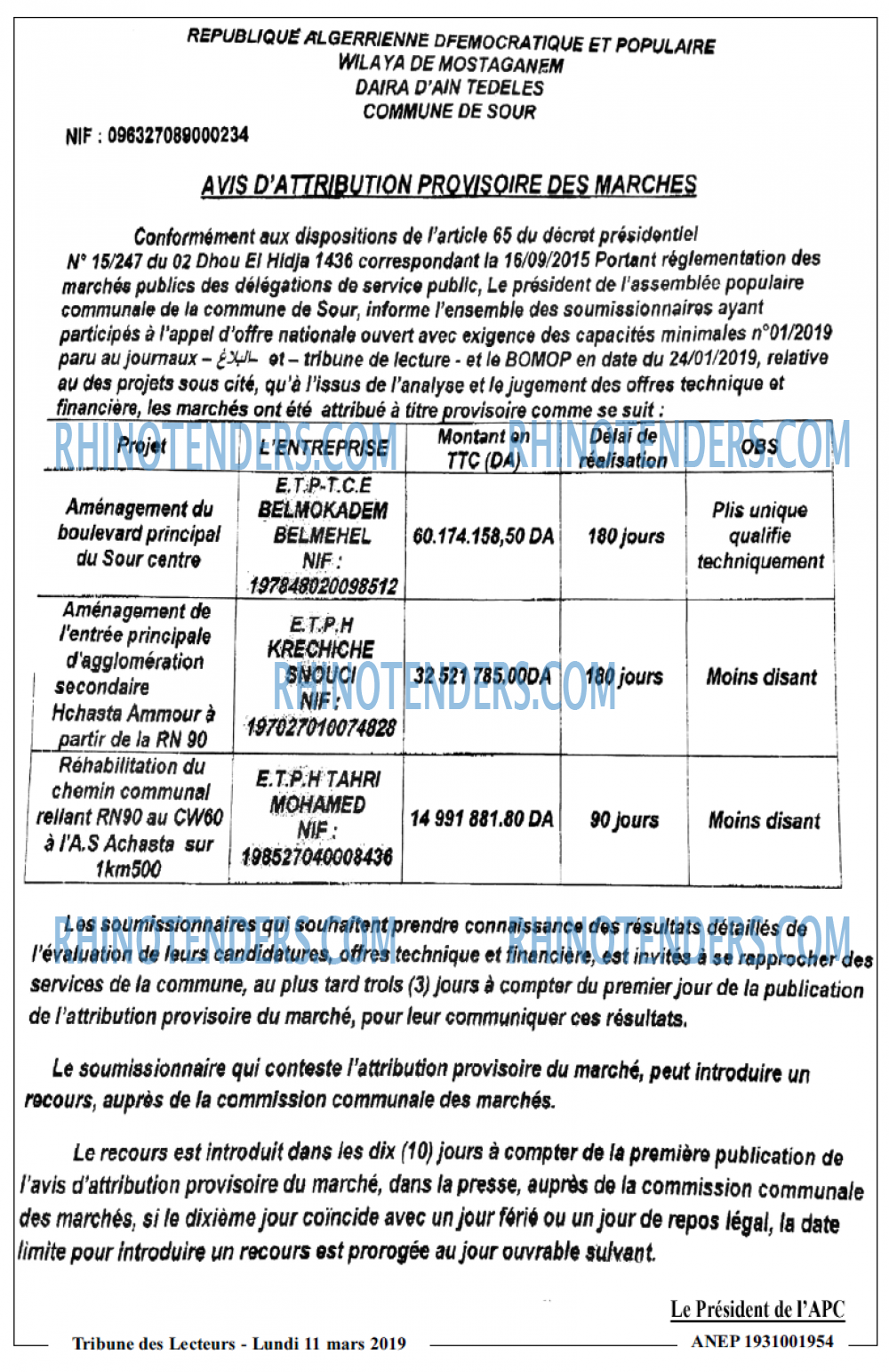 TRIBUNE DES LECTEURS