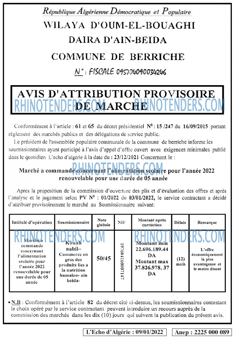 L'ECHO D'ALGERIE