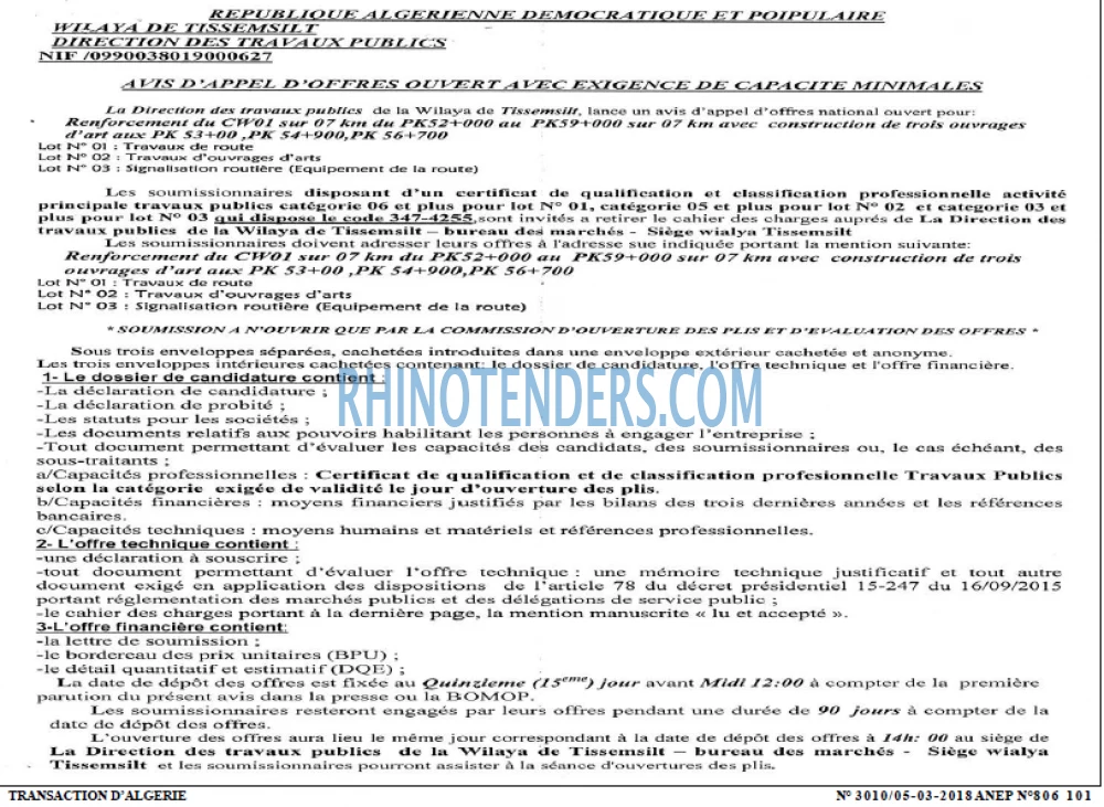 TRANSACTION D'ALGERIE