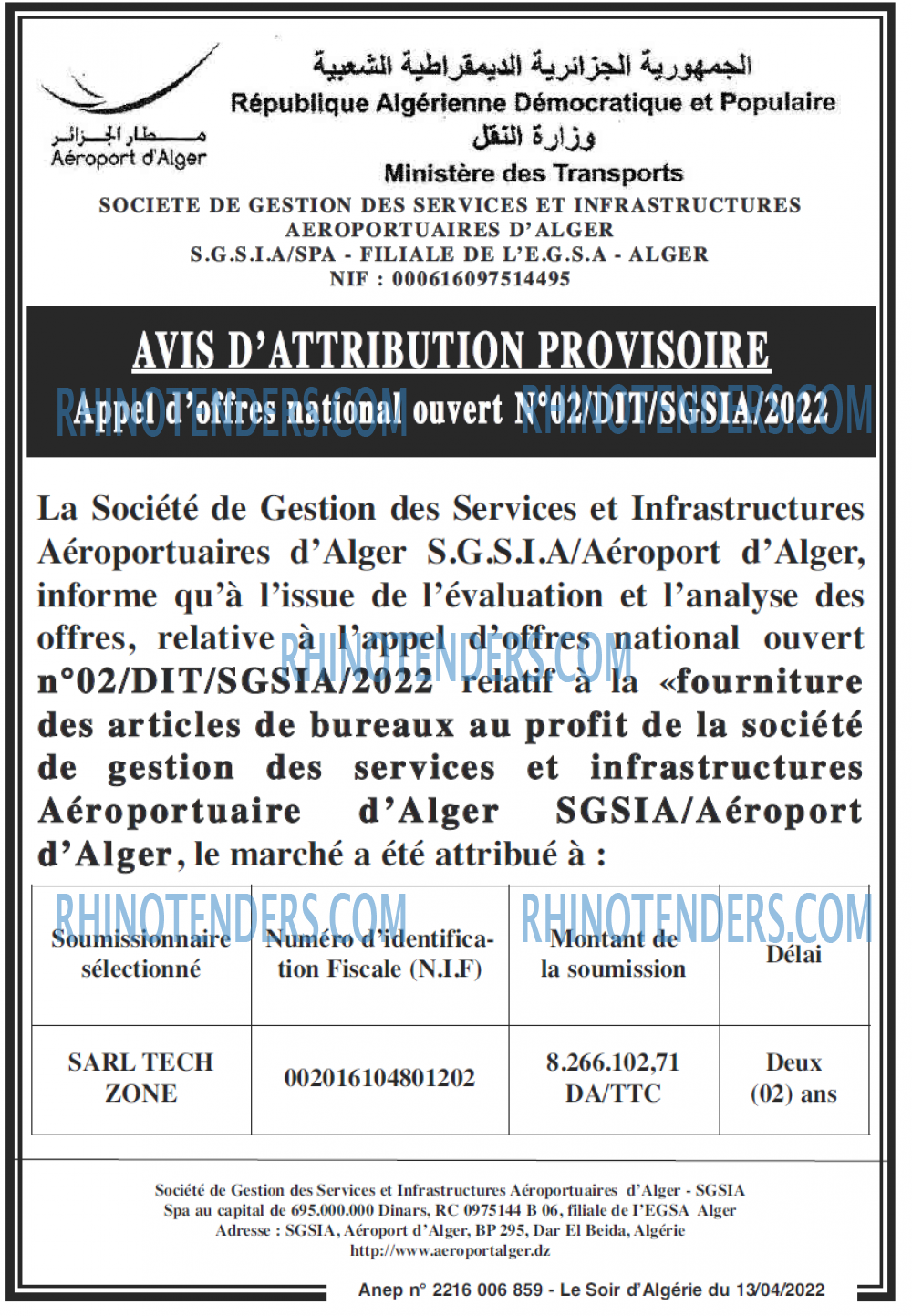 LE SOIR D'ALGERIE