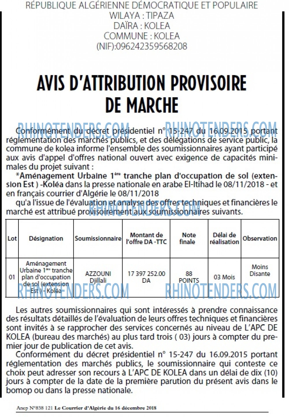 Le Courrier d'Algerie