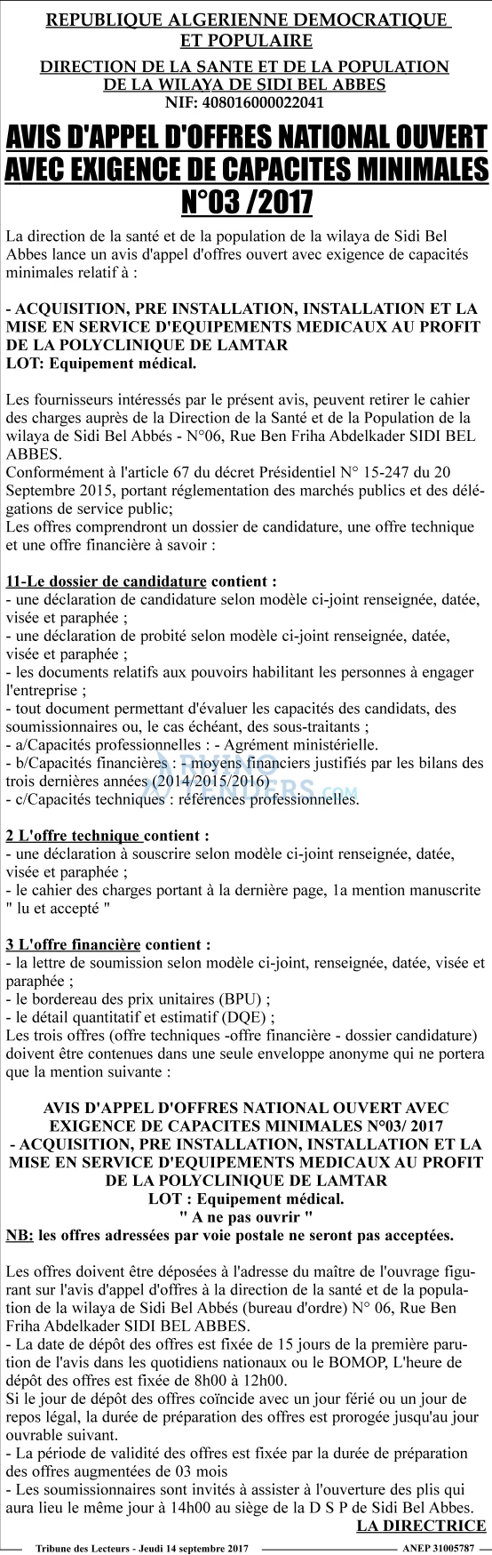 TRIBUNE DES LECTEURS