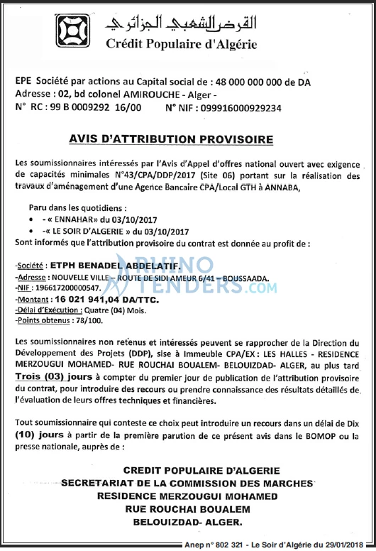 LE SOIR D'ALGERIE