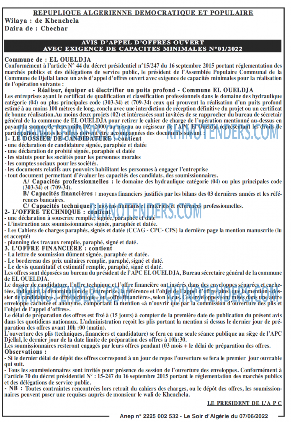 LE SOIR D'ALGERIE