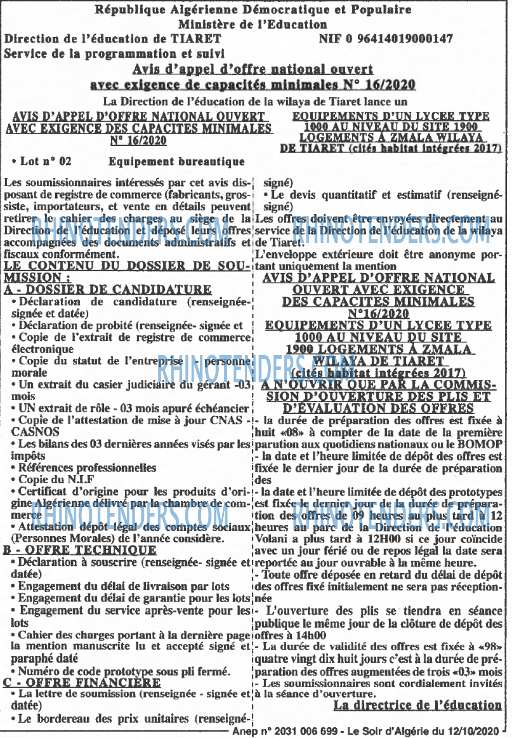 LE SOIR D'ALGERIE