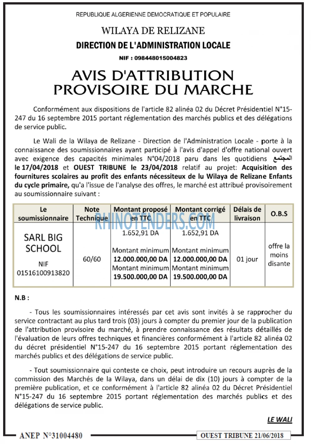 ouest TRIBUNE