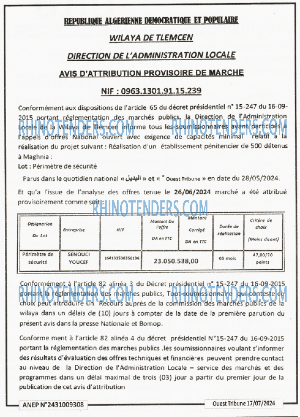 ouest TRIBUNE