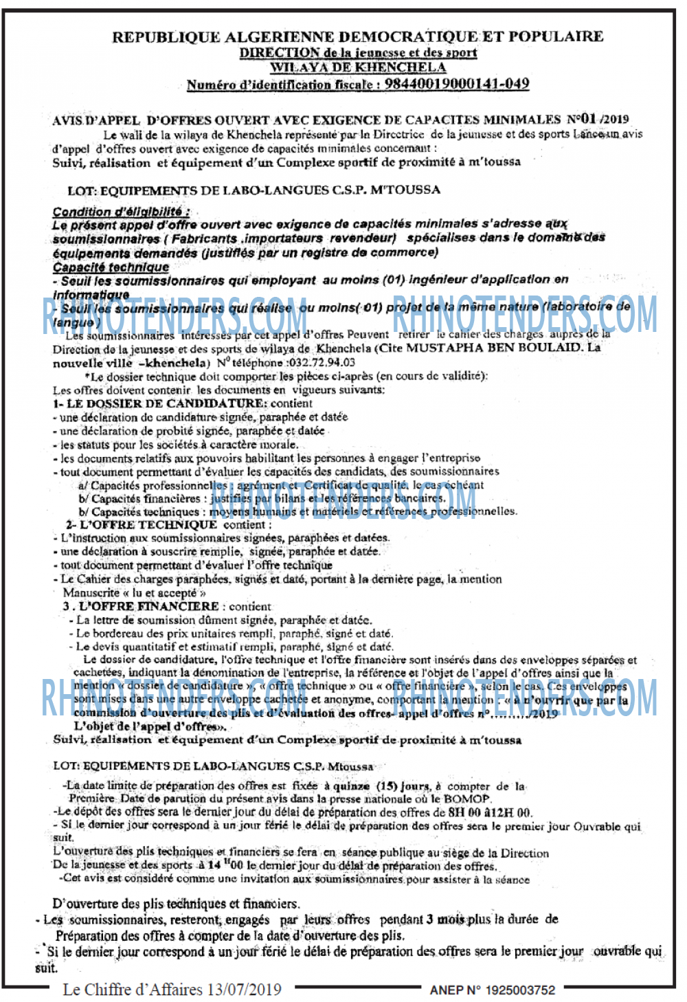 Le Chiffre d'Affaires
