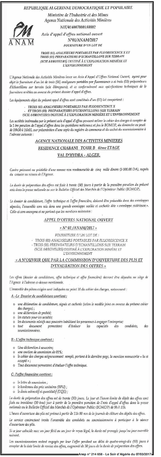 LE SOIR D'ALGERIE