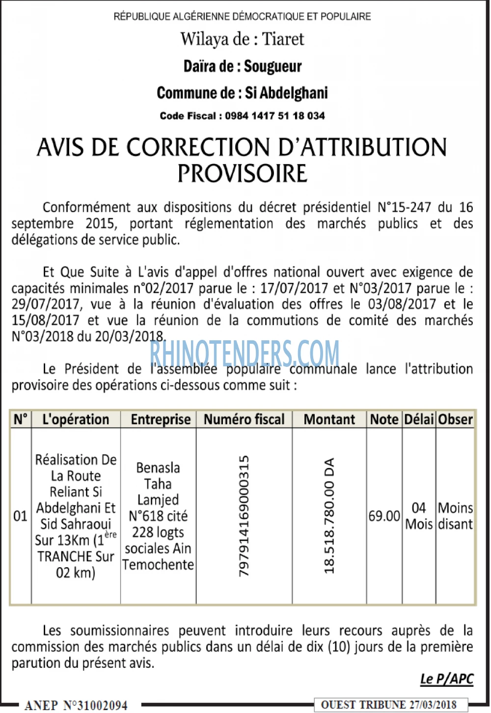 ouest TRIBUNE
