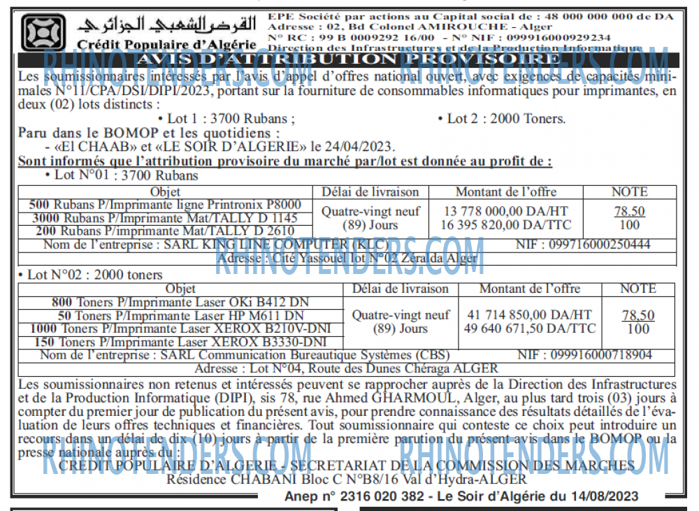 LE SOIR D'ALGERIE