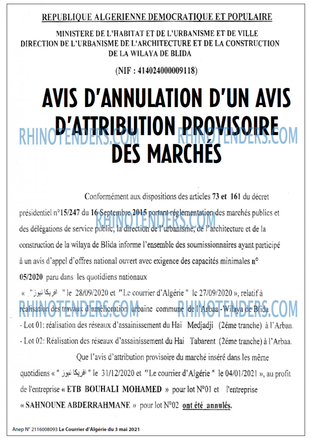 Le Courrier d'Algerie