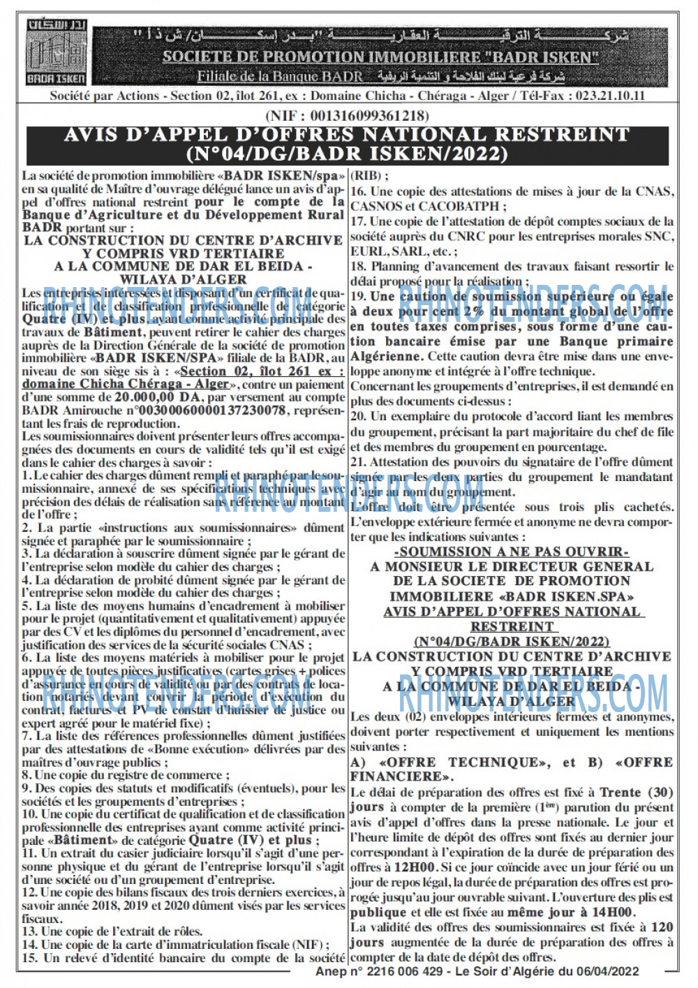 LE SOIR D'ALGERIE