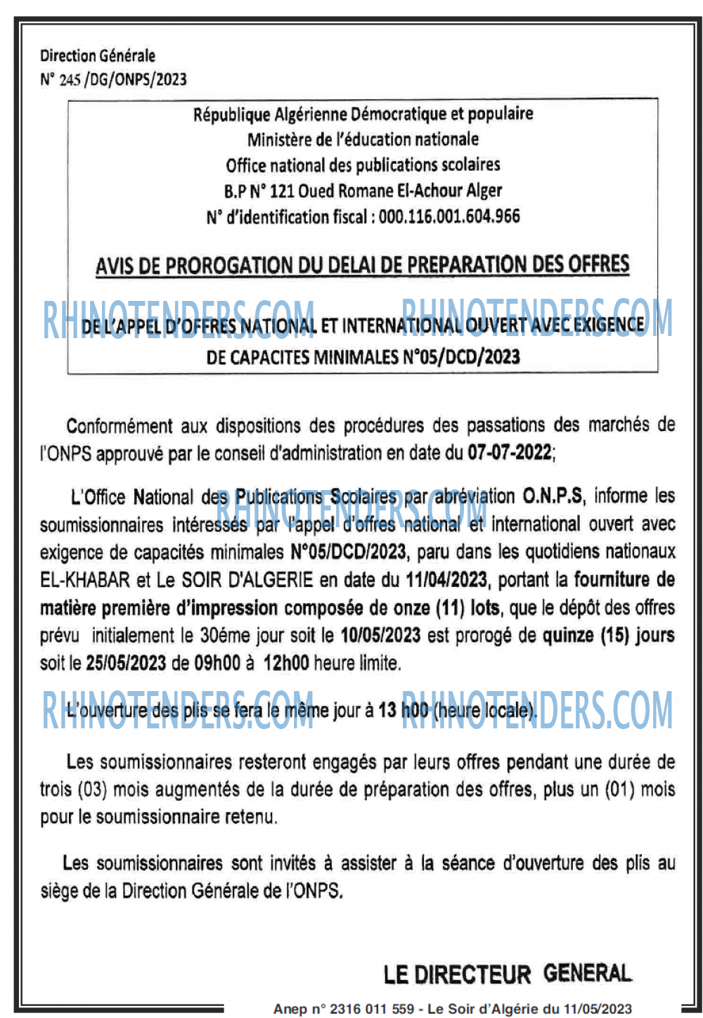LE SOIR D'ALGERIE
