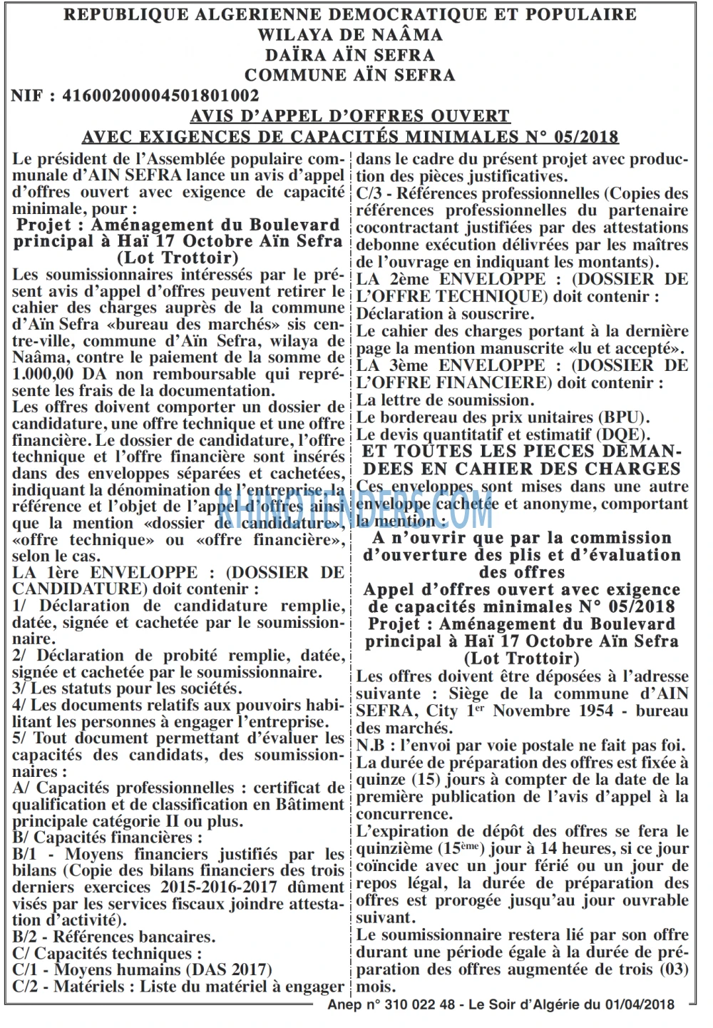 LE SOIR D'ALGERIE