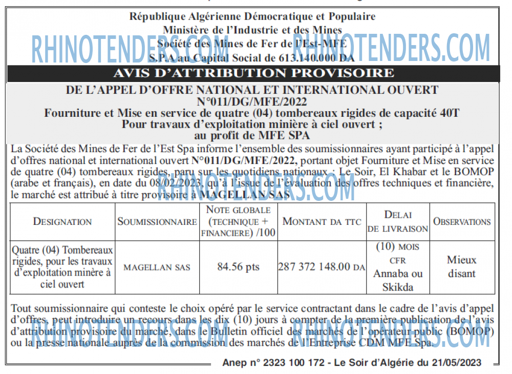 LE SOIR D'ALGERIE