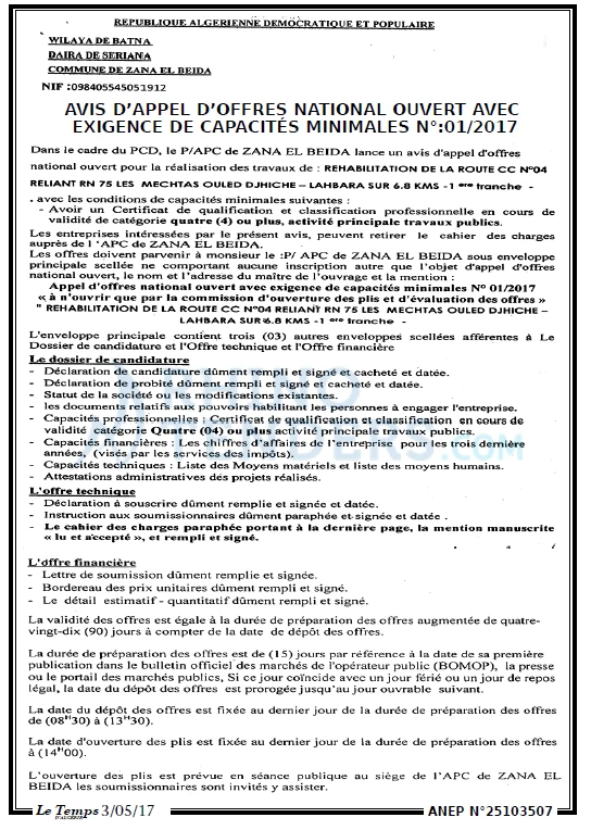 LE TEMPS D'ALGERIE
