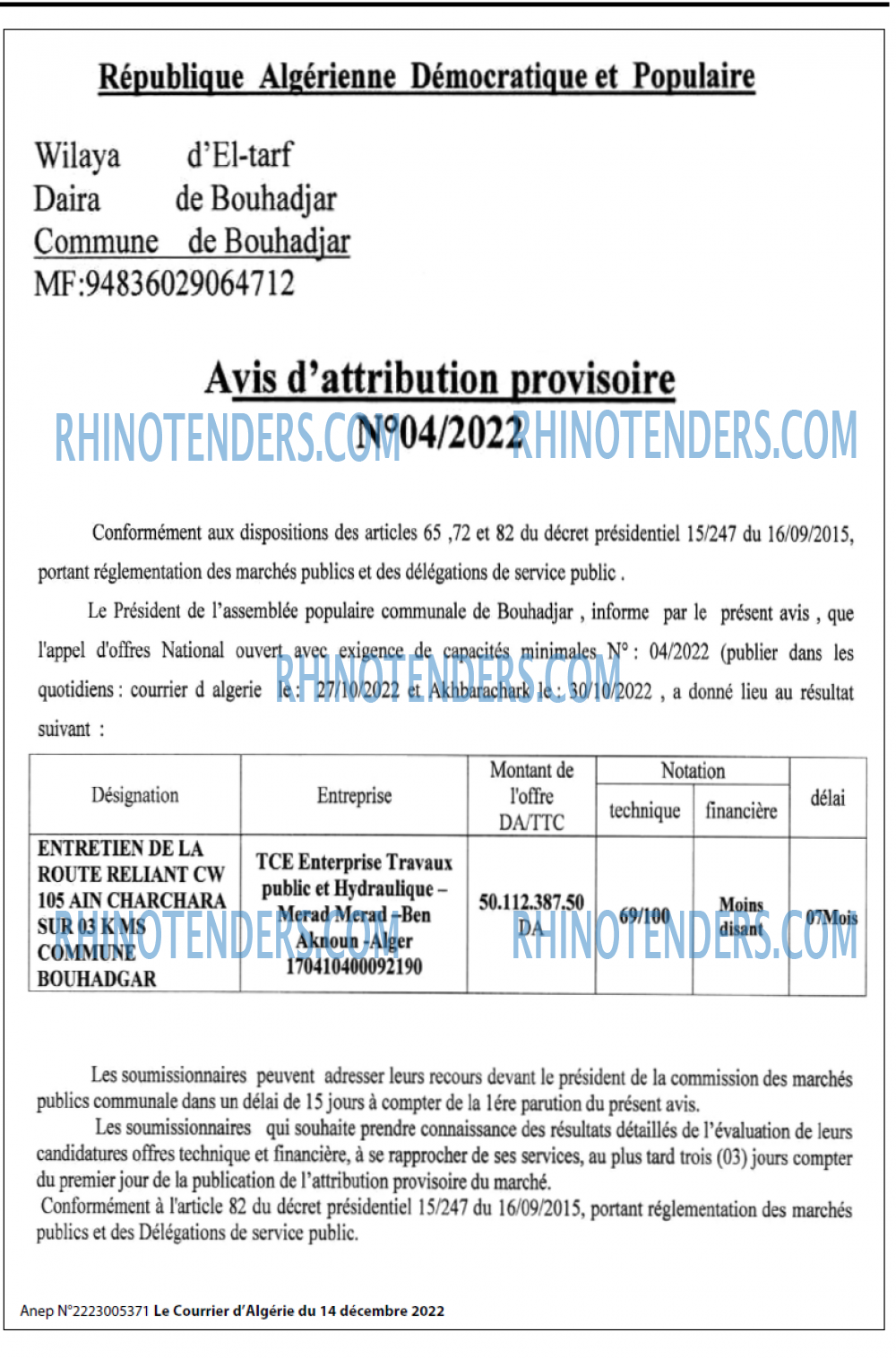 Le Courrier d'Algerie
