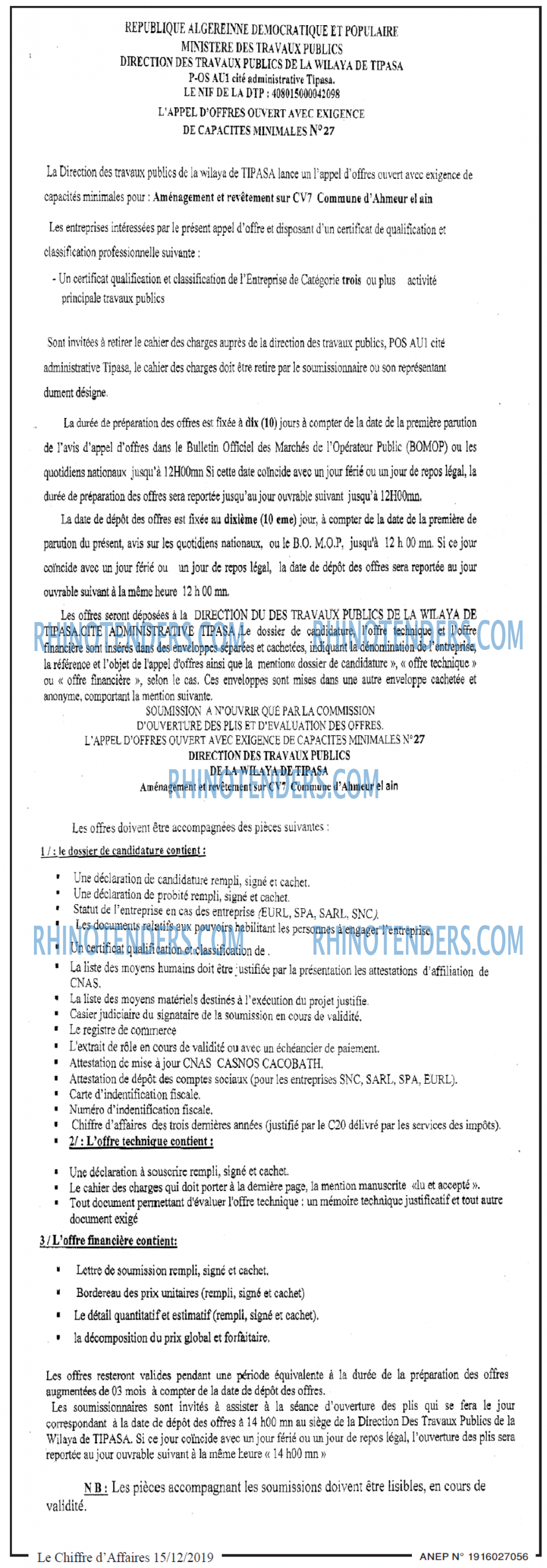 Le Chiffre d'Affaires