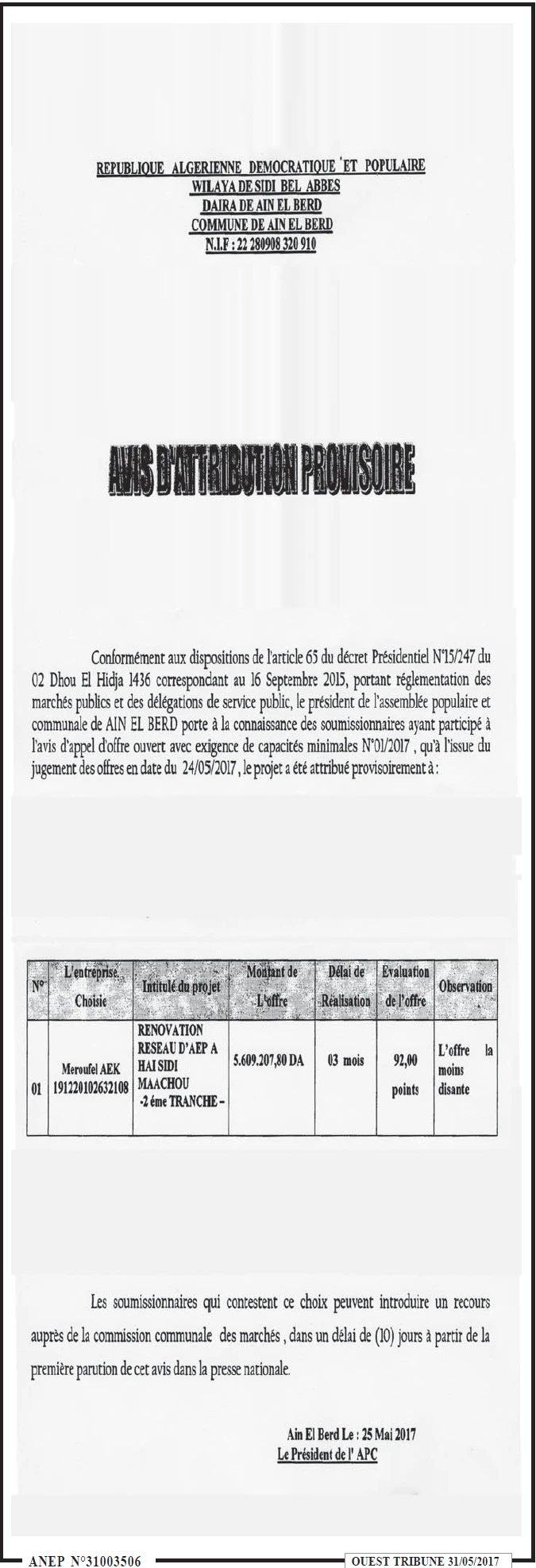 ouest TRIBUNE