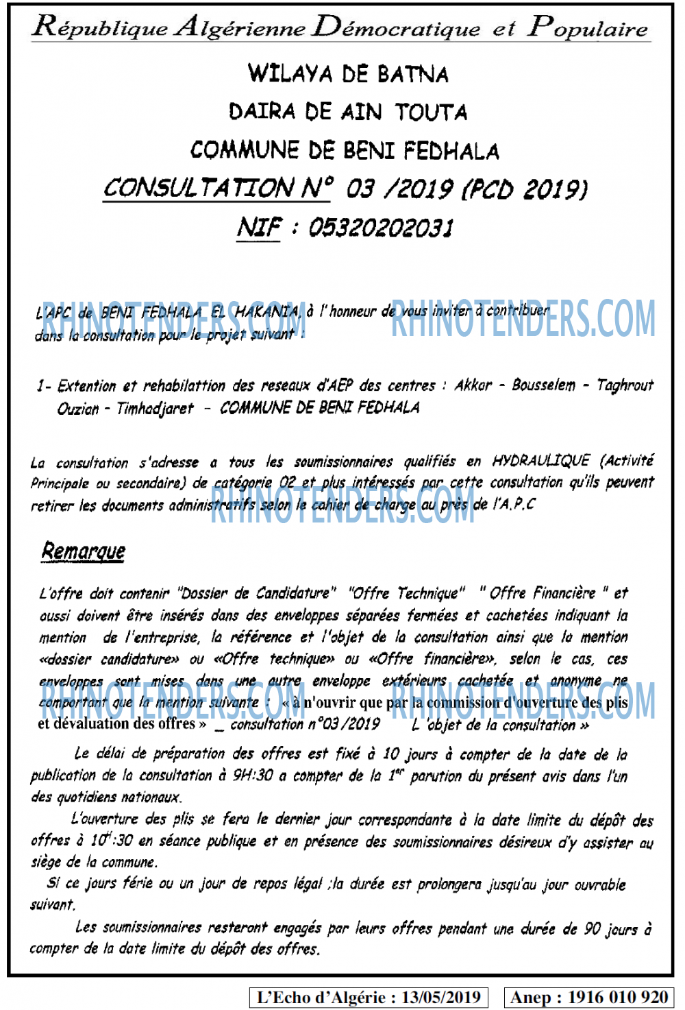 L'ECHO D'ALGERIE