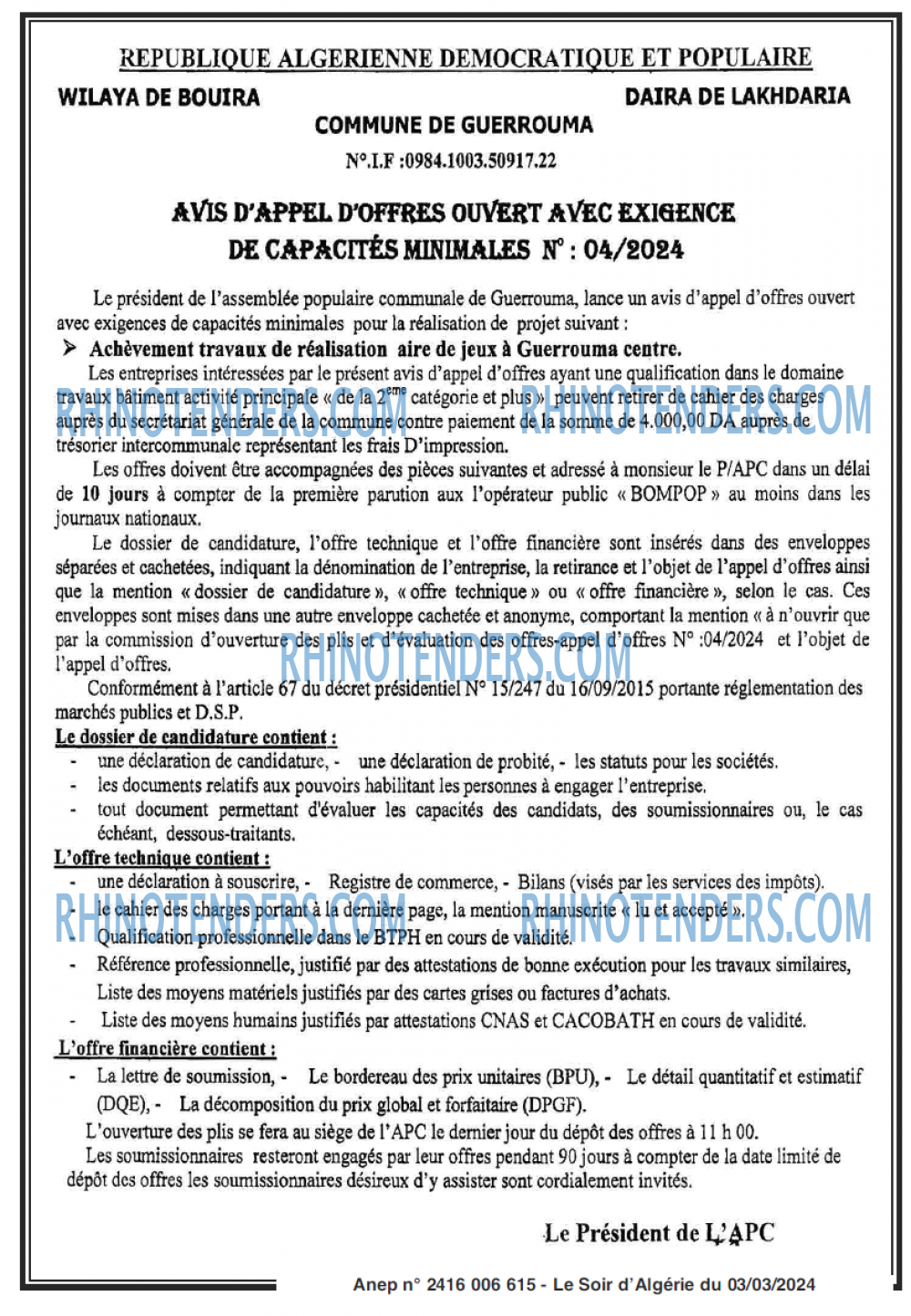 LE SOIR D'ALGERIE