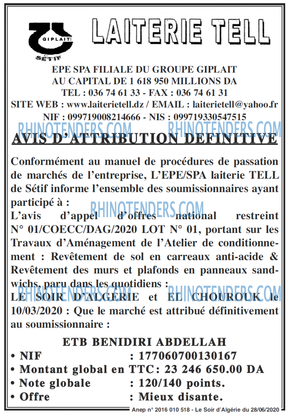 LE SOIR D'ALGERIE