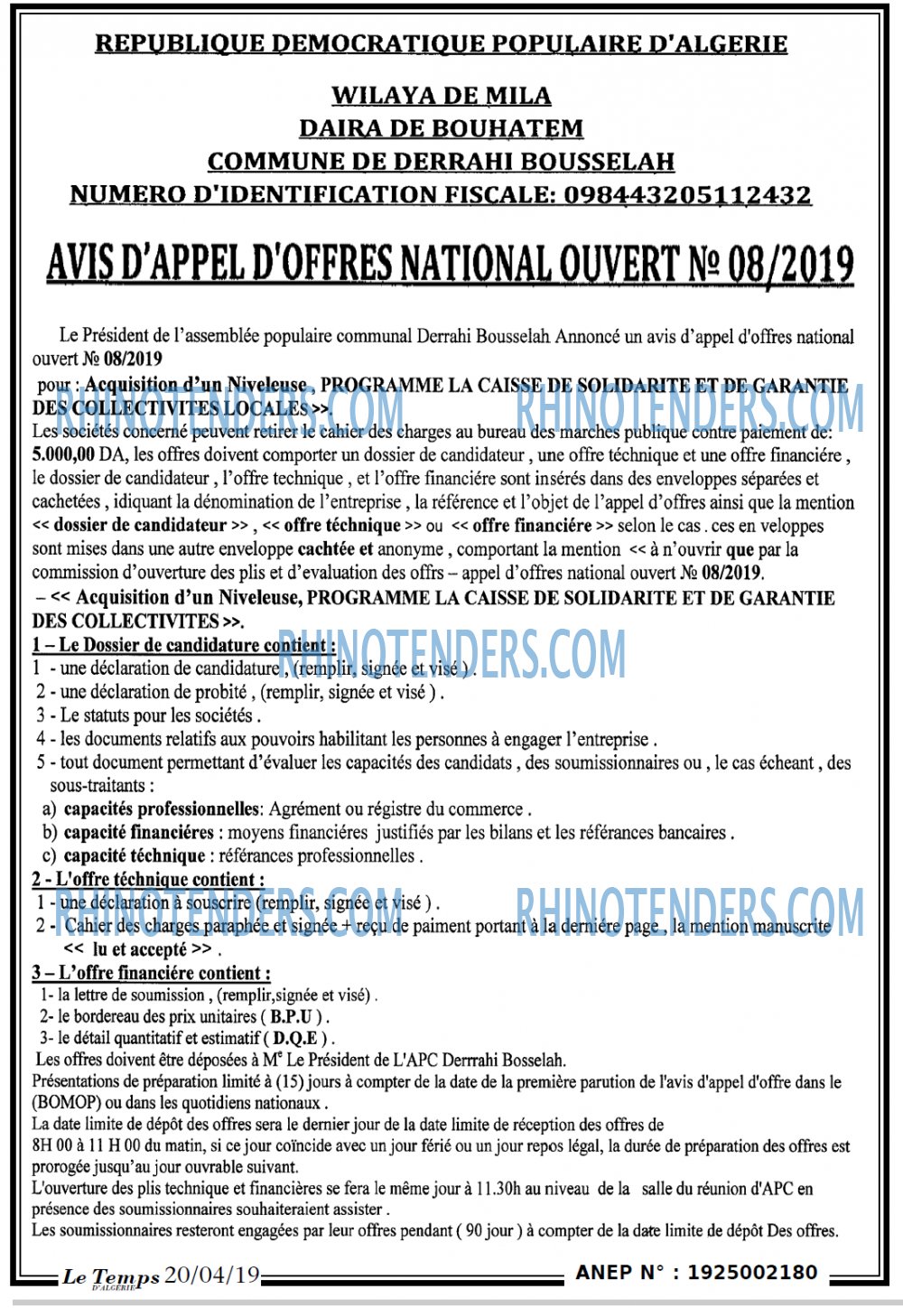 LE TEMPS D'ALGERIE