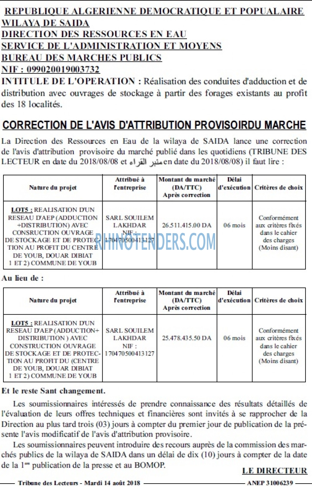 TRIBUNE DES LECTEURS