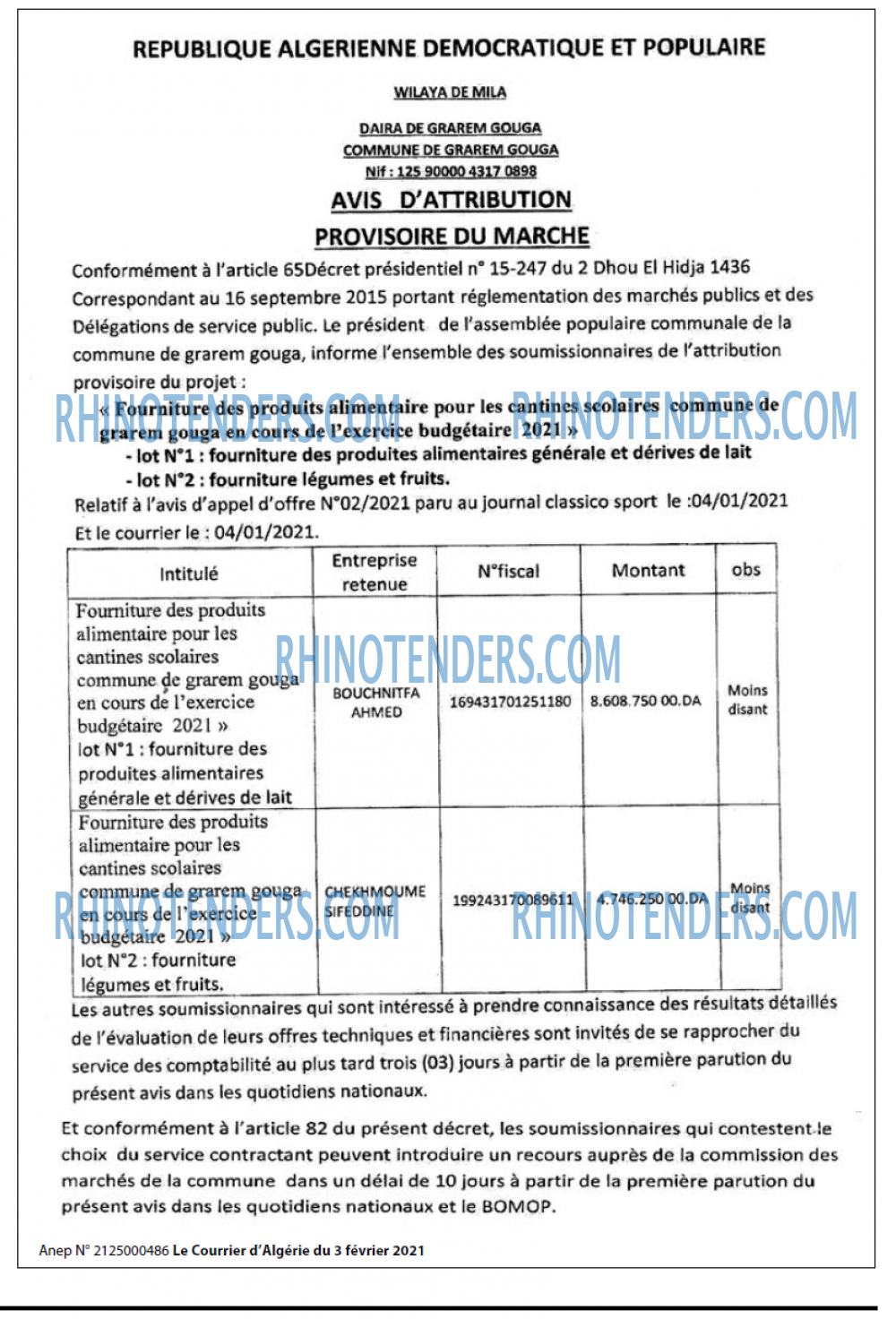 Le Courrier d'Algerie