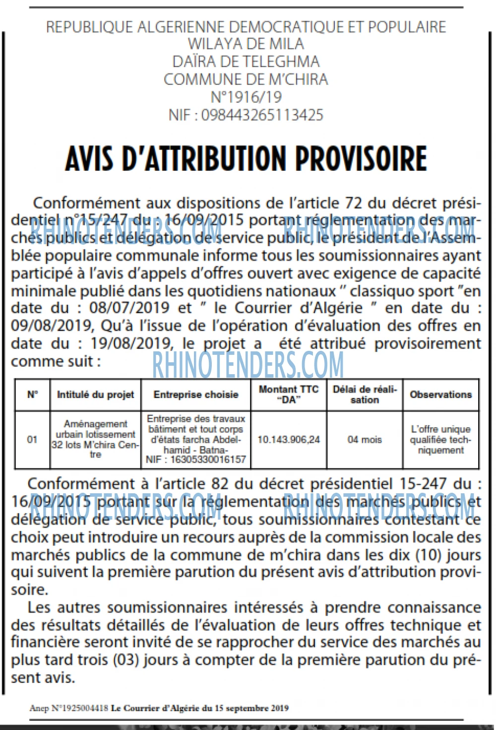 Le Courrier d'Algerie