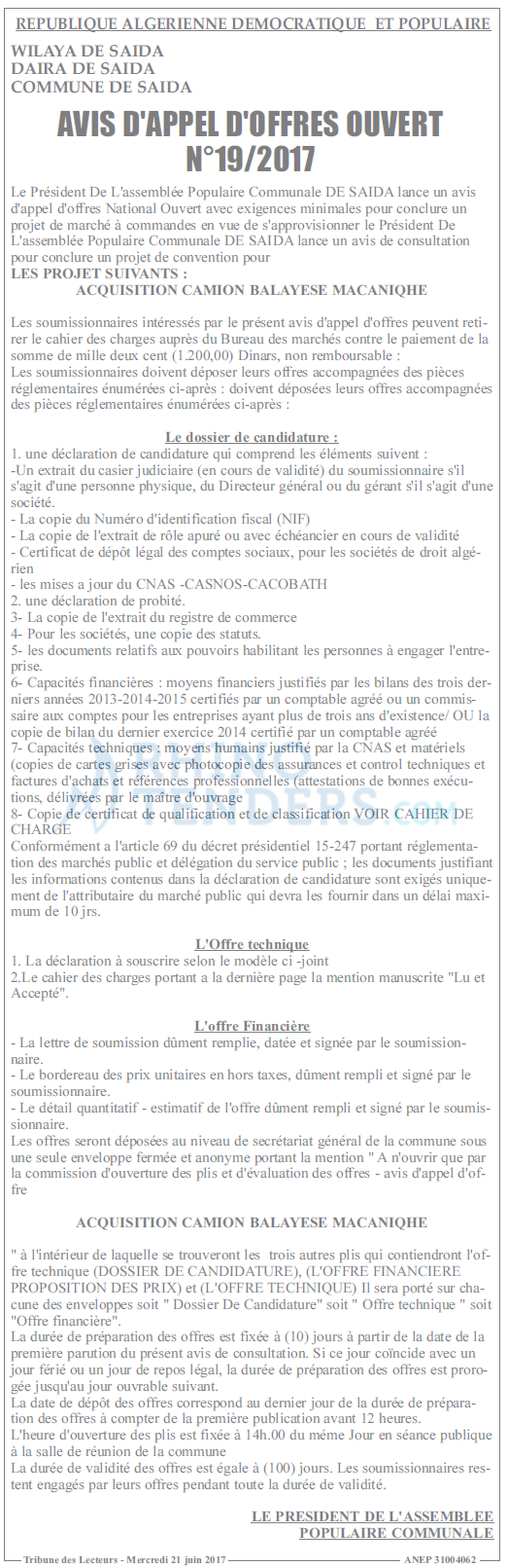 TRIBUNE DES LECTEURS