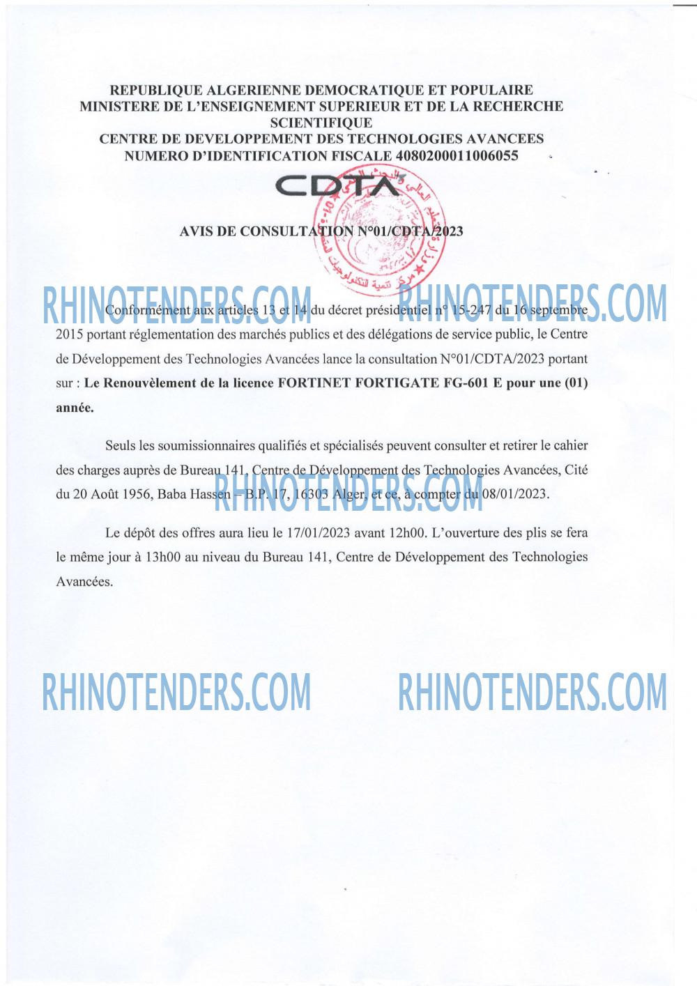 CDTA - Centre De Développement Des Technologies Avancées