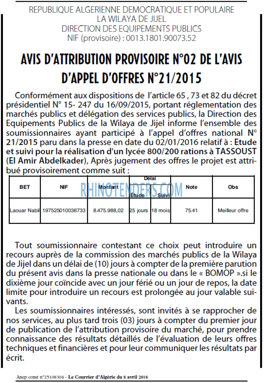Le Courrier d'Algerie