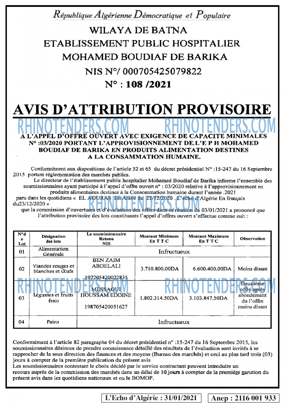 L'ECHO D'ALGERIE