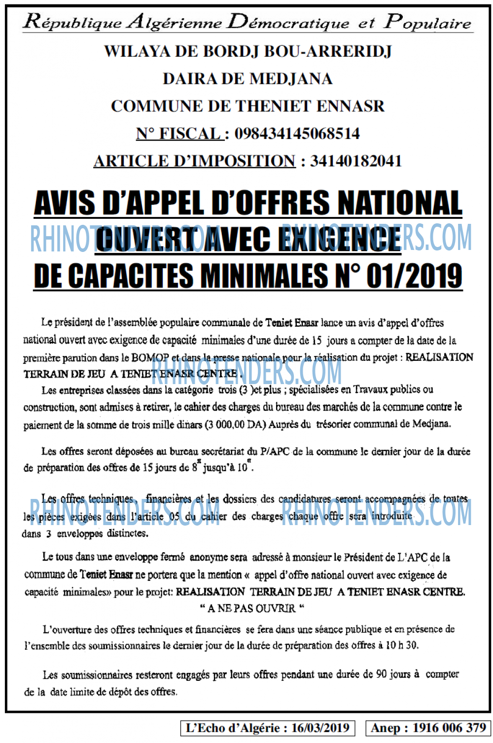 L'ECHO D'ALGERIE