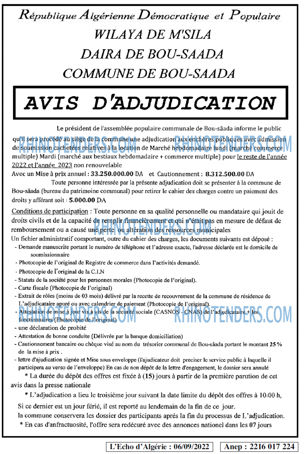 L'ECHO D'ALGERIE