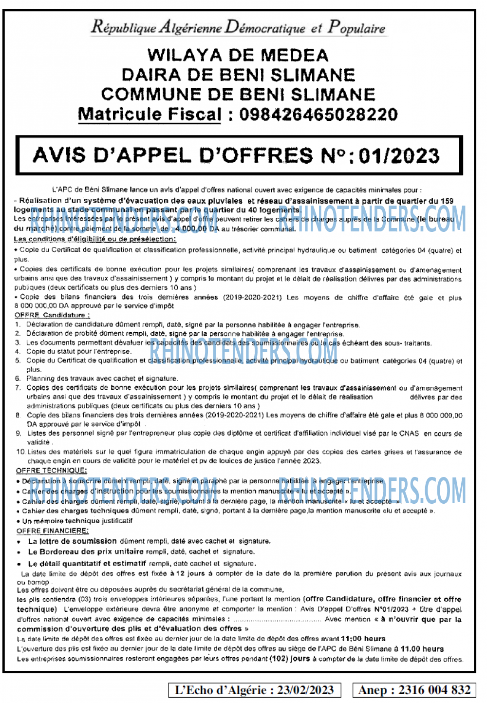 L'ECHO D'ALGERIE