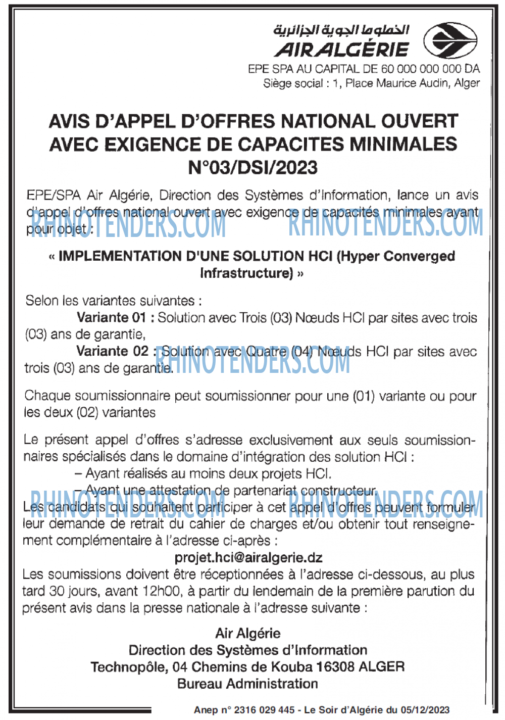 LE SOIR D'ALGERIE