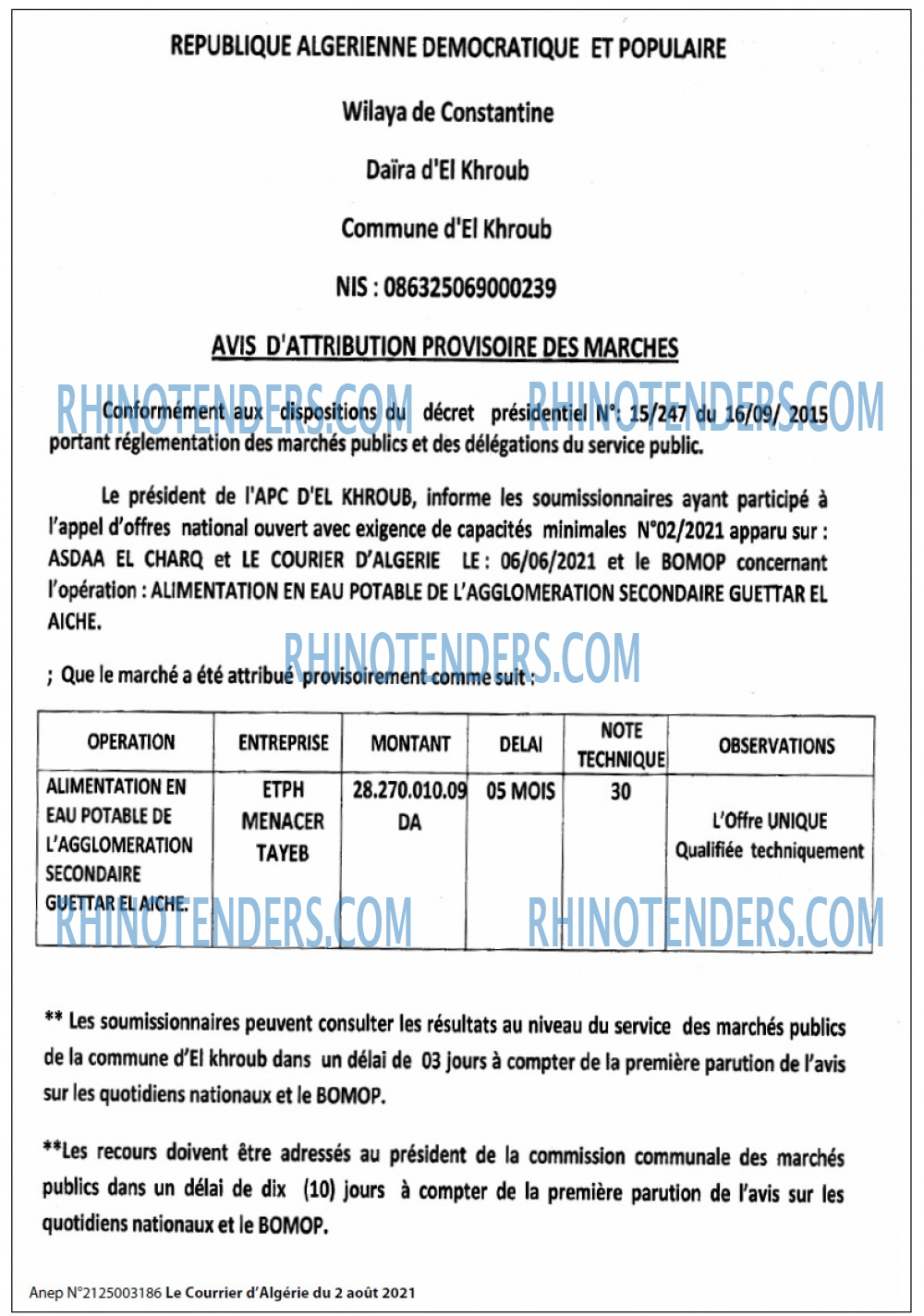 Le Courrier d'Algerie