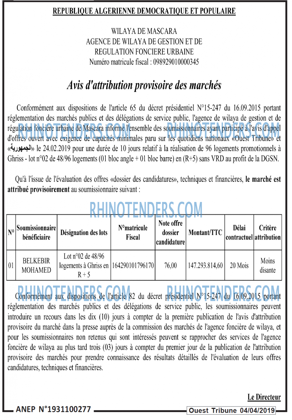 ouest TRIBUNE