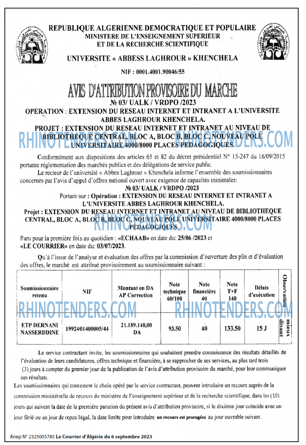 Le Courrier d'Algerie