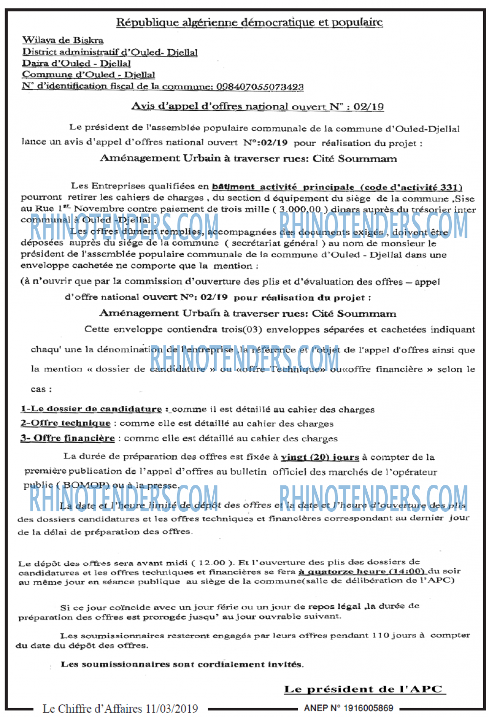 Le Chiffre d'Affaires